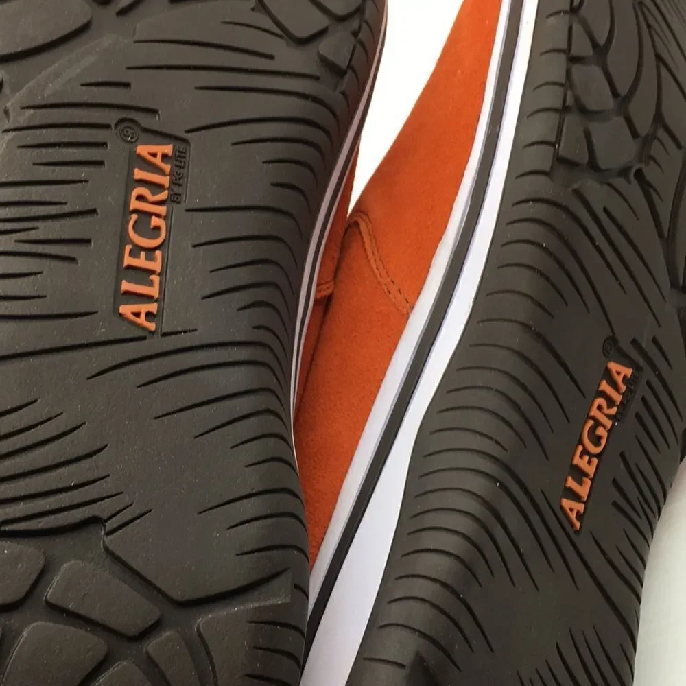 NIB Alegria Aaron Orange Suede Slip On Shoes - Size 43 EU 9.5 US (W US 13)